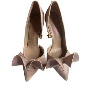Betsey Johnson Glitter Bow High Heels Pointed Toe Pink Size 6M
